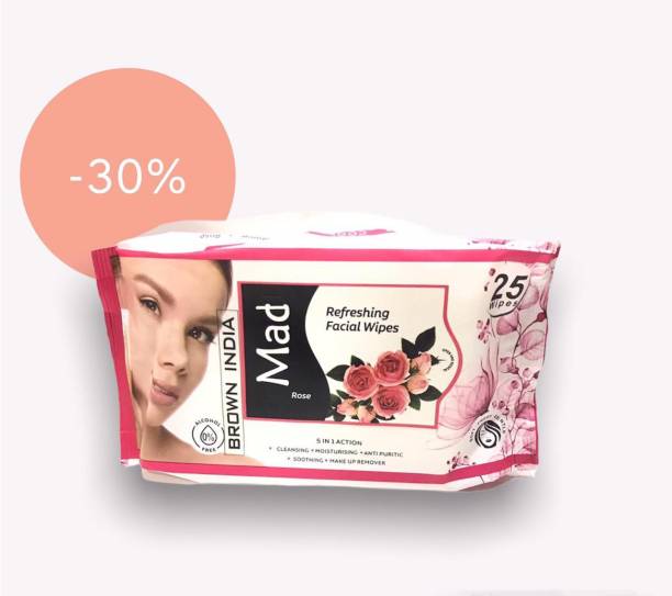 brown india Mac Daily Cleansing Face Wipes with rose fl...
