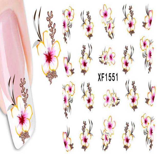 SENECIO™ 'S Floral Pattern French Nail Art Manicure Flower Decals Water Transfer Stickers 1Sheet/Pack
