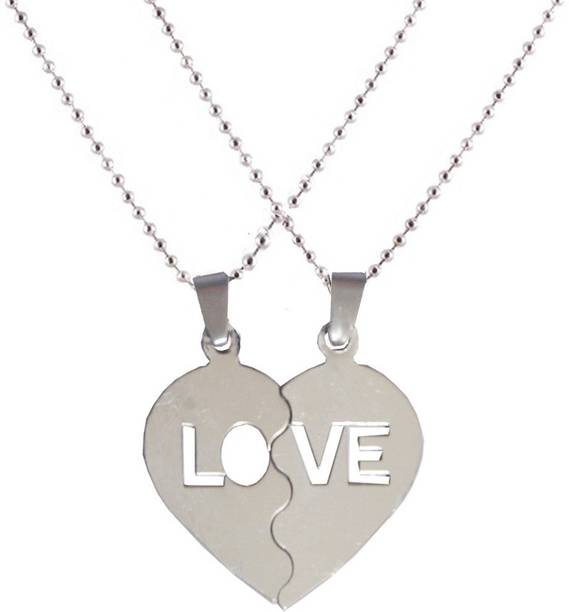 Hearts Pendants Lockets At Best Men Style Look Trendy Couple Heart Lockets With Chain Stainless Steel Pendant Set