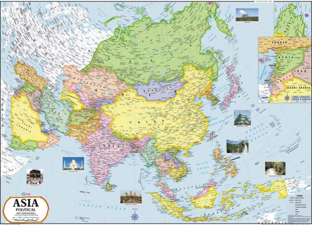 Asia Political Map Paper Print