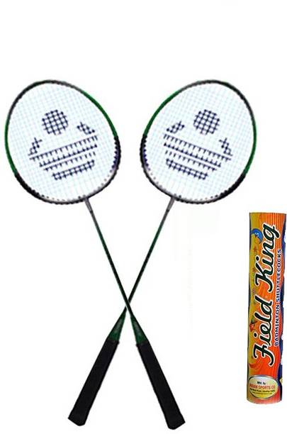 Cosco CB 88 Badminton Racket Pair With Field King Badminton Shuttle Cock Pack of 10 Badminton Kit Multicolor Strung Badminton Racquet