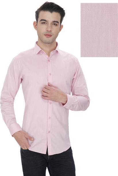 Enf Mens Solid Casual Pink Shirt Enf Mens Solid Casual Pink Shirt