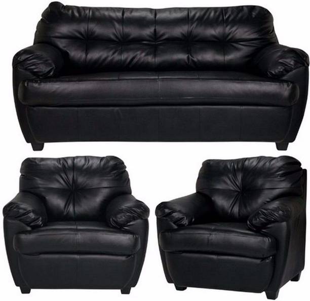 Sofa Set Best Sets At S In India Furny Rosabelle Comfy Leatherette 3 1 Black Sofa Set