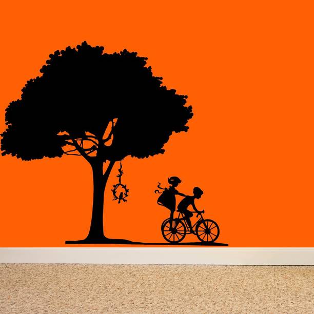 Top girl wallpaper cheap price 5stars Flipkart in India 34 Decor Villa Decor Villa Girl is on bike with boy Wall Sticker Medium - Size (18 x 17) Inch Medium Self Adhesive