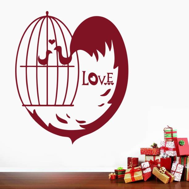 creatick Studio Love Bird Cage Wall sticker Medium Self Adhesive Sticker