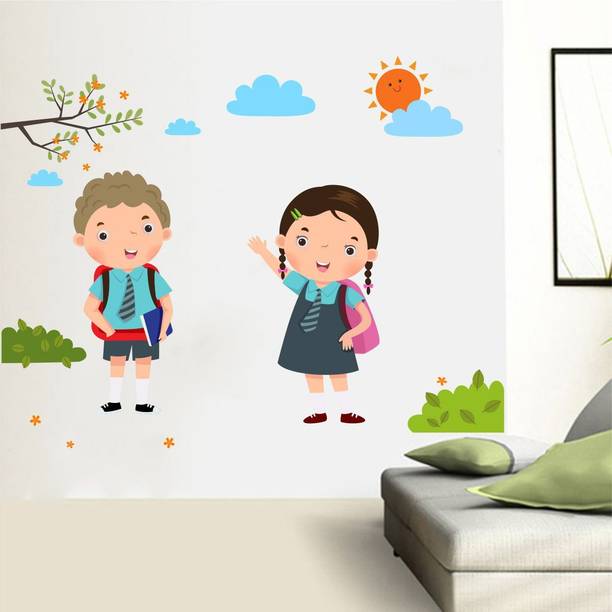 Top girl wallpaper cheap price 5stars Flipkart in India 76 rawpockets Back to School Boy and Girl Wall Sticker Large PVC