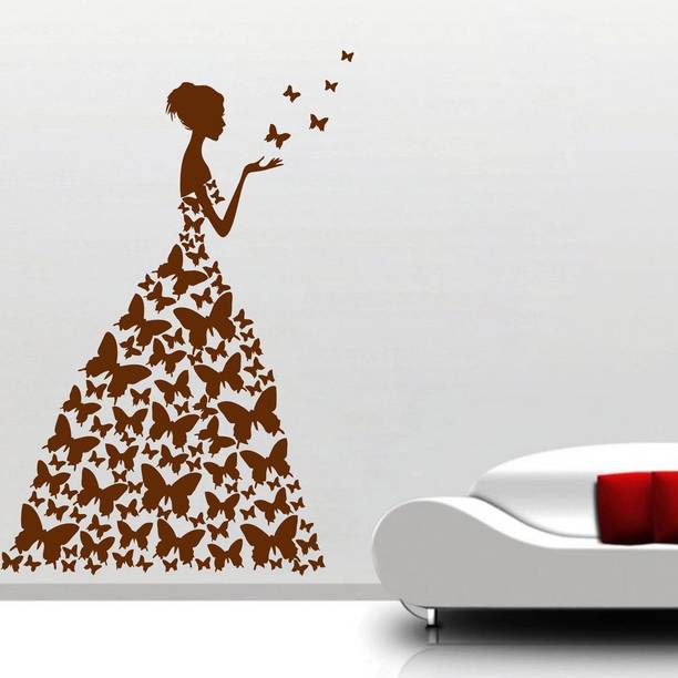 Top girl wallpaper cheap price 5stars Flipkart in India 31 Decor Villa Decor villa Butterfly girl Wall Decal & Sticker Medium Self Adhesive