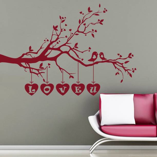 creatick Studio Love Bird On Branch Wall sticker Medium Self Adhesive Sticker