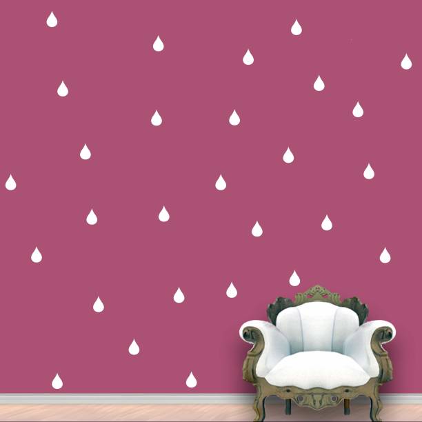 WALLDESIGN Rain Drops Wall Pattern White Set of 84 Small Non-Reusable Sticker