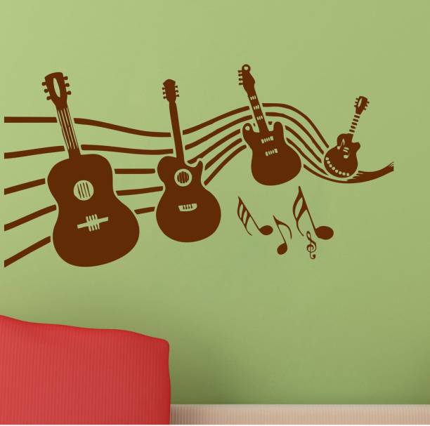Decor Villa 109 cm Decor villa Music With Guitar Wall Decal & Sticker Self Adhesive Sticker