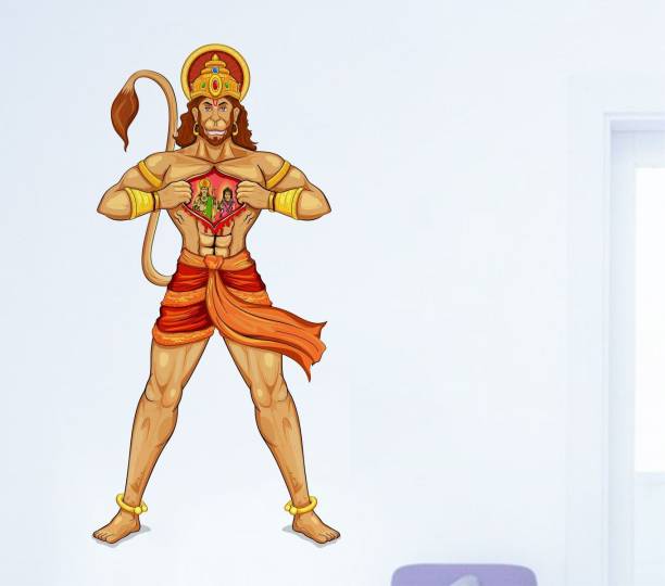 rawpockets Lord Ram and Sita on Hanuman's Heart Wall Sticker 1 cm Self Adhesive Sticker