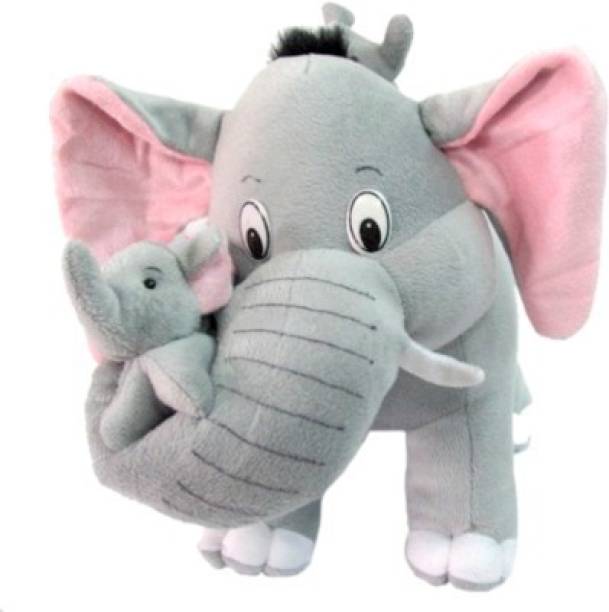 Zoo Fun Tabby Cute Elephant With Two Babies - 40 Cm  - 30 cm