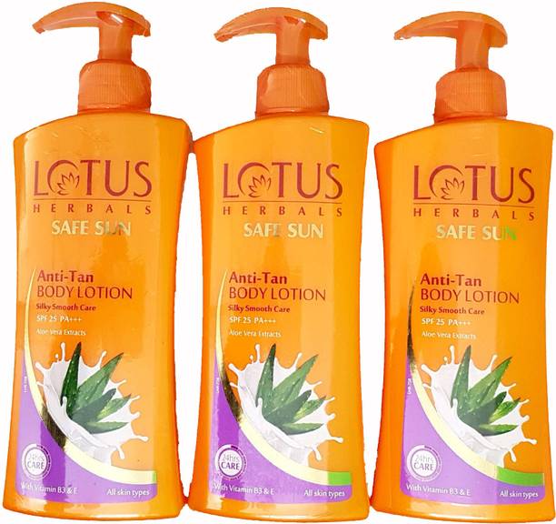 Lotus Herbals Safe Sun Anti Tan Body Lotion (250ML, Pack of 3) Price in