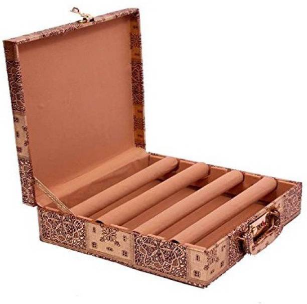 KUBER INDUSTRIES 4 Rods Transparent Bangle Organizer Box Velvet Coated Storage Case (Lock System) Make Up Vanity Box