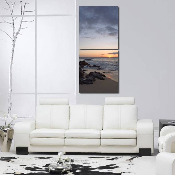 999 Store Multiple Frames Printed Bank of Sea like Modern Wall Art Painting -2 Frames (76x25 cm)