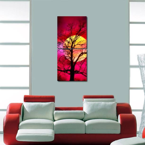 999 Store Multiple Frames Printed Tree at Moons Wall Art Painting -2 Frames (76x25 cm)