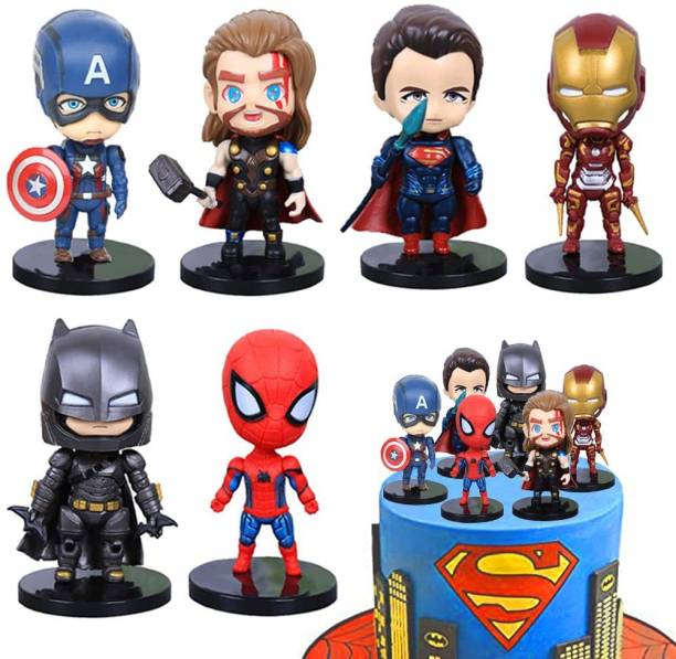 MARHABA TRADERS Cake Toppers for Superhero Birthday Cake Decoration Topper Avengers Party 6 pcs