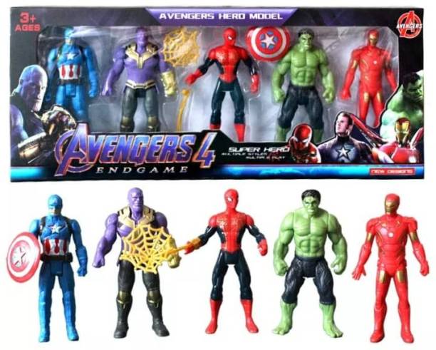 AS TOYS 05 Spiderman Marvel Avengers Super Hero Action Figure Toy Gift for Kids Set of 5Pc Gag Toy