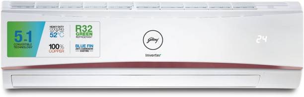 Godrej 5-In-1 Convertible Cooling 2023 Model 2 Ton 5 Star Split Inverter with 4-way Air Swing AC AC  - White