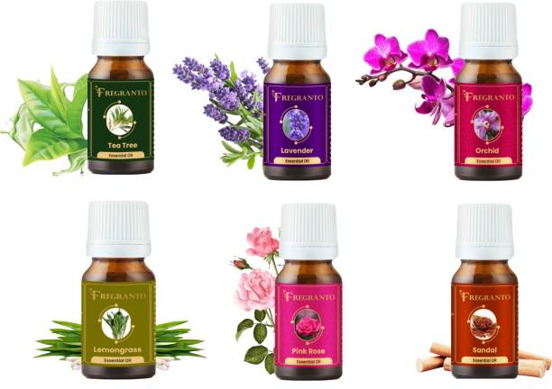 FREGRANTO Lavender, Sandal, Orchid, Pink Rose, Lemon Grass, Tea Tree Aroma Oil