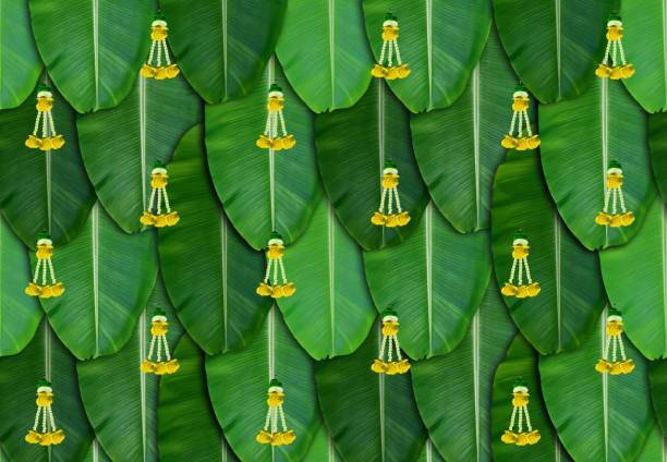 WINNSUN Banana Leaf Backdrop for wedding, Pooja and Household Functions. Altar Cloth