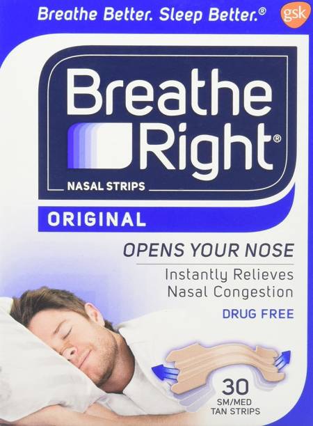 Breathe Right Nasal Strips, Small/Medium, Original Tan 30 strips Anti-snoring Device