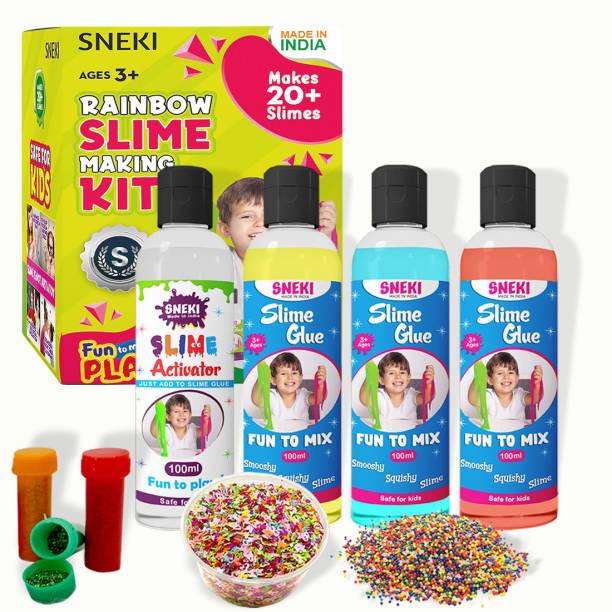 sneki DIY Toy Slime Making Kit Set for Boys Girls Kids Glitter Slime Activator Glue