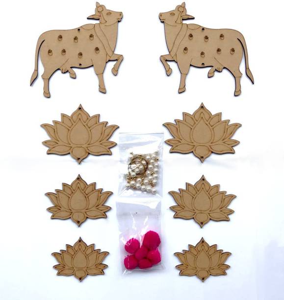 the brown box DIY Pichwai Painting MDF Cow and Lotus Cutout