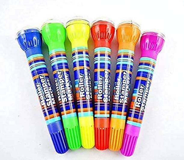 TGNSTORE 2 in 1 Combo Pen With Marker Pen Roller Stamp For Kids Project