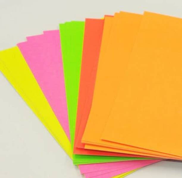 KRSNA ART A4 Neon sheets Pack of 100 Sheets (10 Colors x 10 Sheets Each Colour) A4 100 GSM
