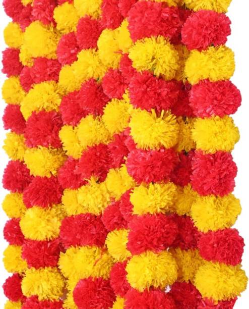 PARTY MIDLINKERZ Yellow, Red Marigold Artificial Flower
