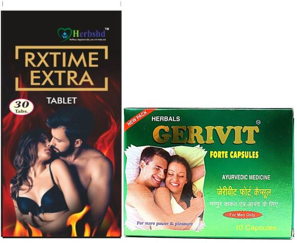 GERIVIT FORTE 10 Capsule & RXTIME EXTRA 30 TABLET For More Power & Pleasure (Pack Of 2)