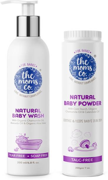 The Moms Co. Tear-Free Natural Baby Wash 200 ml & Talc-Free Natural Baby Powder 200 gm