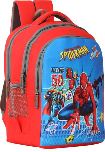 Elon Large SPIDERMAN Backpack 18×13 inch Pre-School For 1st std-5th std Lightweight Waterproof School Bag