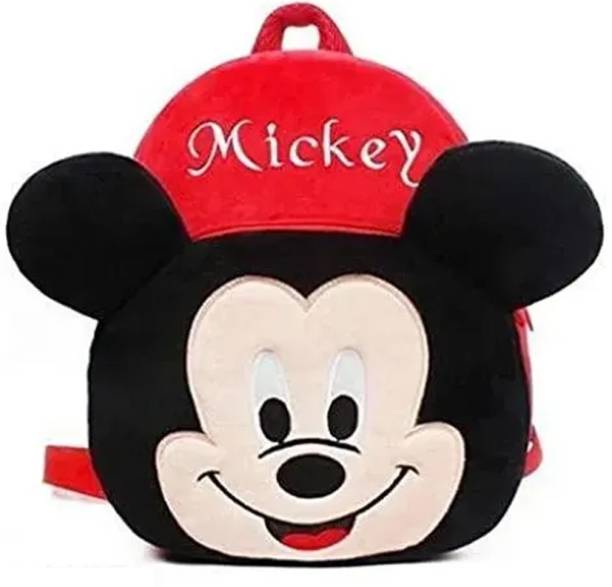 adbeni Mickey Mouse Baby School Bag Plush & Cartoon Boys Girls Baby (2-6 Years) ,Red School Bag