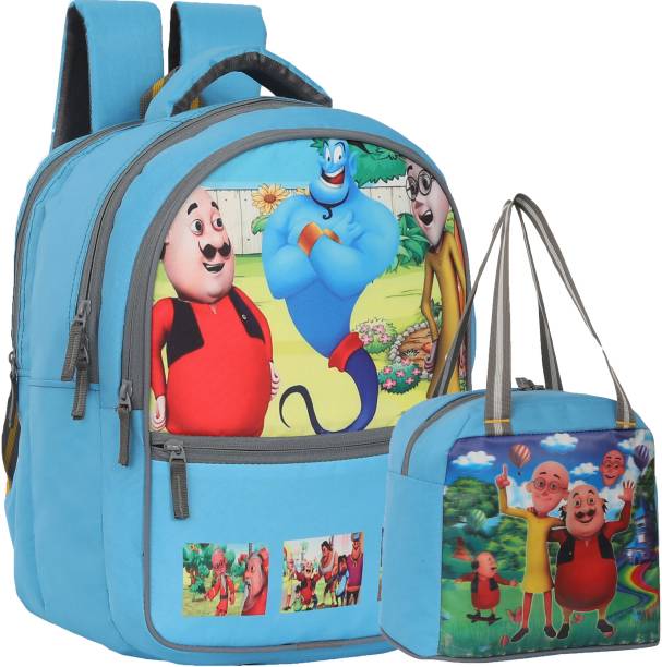 IRY MOTU-PATLU School Bag With 1 BARBIE Lunch Bag Waterproof School Bag