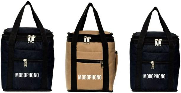 Mobophono Combo PACK Of 3 (Black,Begi, Black) Lunch Bag, Tiffin Bag Unisex Waterproof Lunch Bag