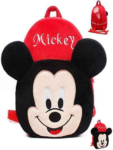 tyagi collection Baby Bags, (Mickey), Soft Plush Fabric School Bag packs for Kids - Red Backpack