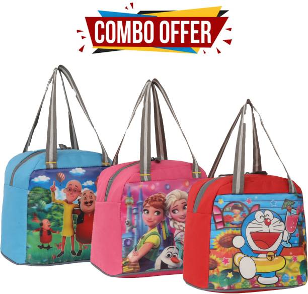 IRY Motupatlu,Doraemon& Frozen 3 Combo Lunch Tiffin Bags For (School/Office/Picnic) Waterproof Lunch Bag