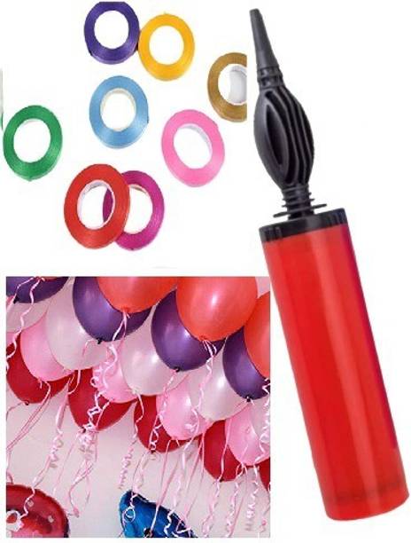 RJV Global Solid Balloon Decorating Garland - 1 Balloon Pump & 8 Pcs Curling Ribbon Multi Balloon Bouquet