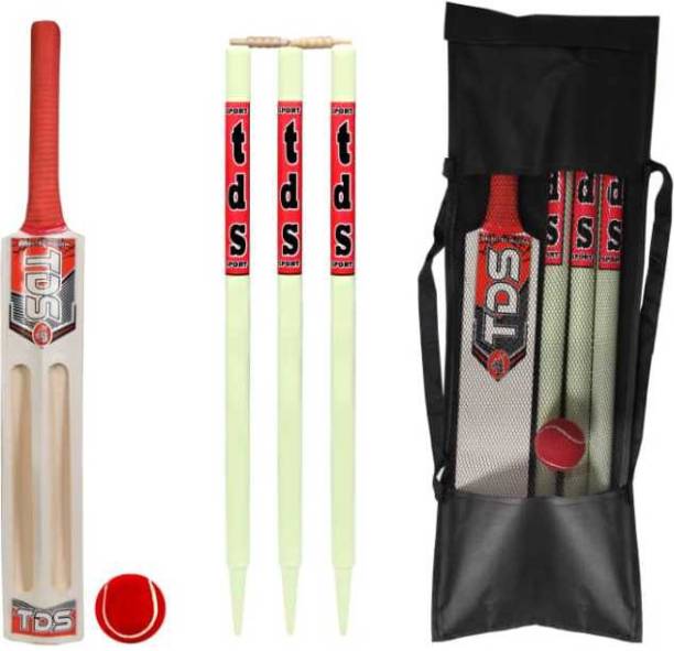 Hapto Indian Sports Wooden Cricket Kit Size 6 no 2 Scoop Age( 10 to 11 Year) bat Poplar Willow Cricket  Bat