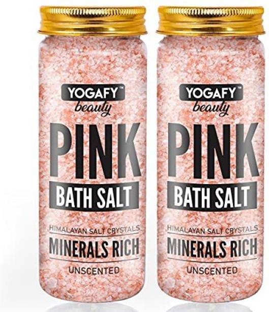 YOGAFY Himalayan Pink Bath Salt For Body Spa - PACK OF 2 (350g+350g) ||Jar Pack||