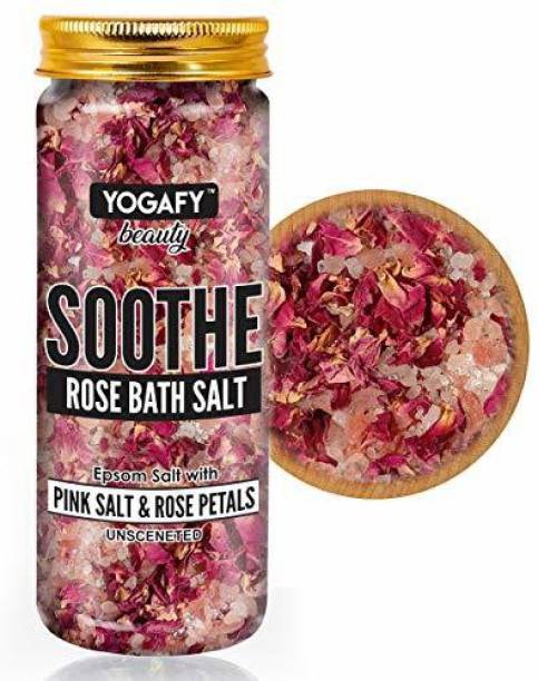 YOGAFY Bath Salt With EPSOM Salt, PINK Salt and Rose Petals (250g) ||Jar Pack||
