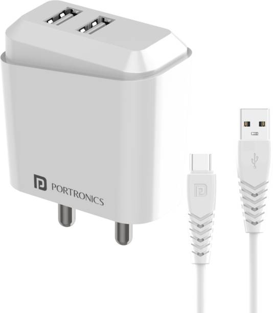 Portronics 12 W 2.4 A Multiport Mobile Charger Adapto 42 C Adapter Charger with Detachable Cable