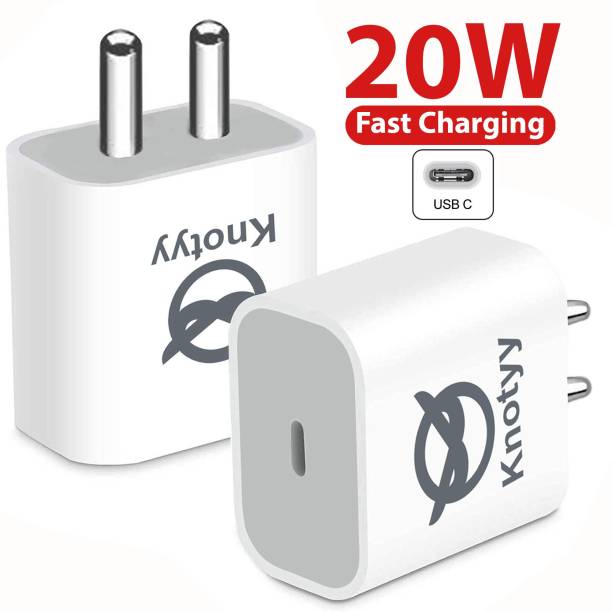 Knotyy 20 W 3 A Mobile 20W Fast PD Charger with USB Typ...