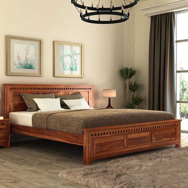 Suncrown Furniture Solid Sheesham Wood King Size Bed Without Storage Bed for Bedroom Solid Wood King Bed