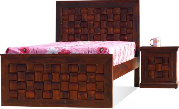Sheesham Craft Nivora Single Bed,Unique Headboard with TapperDesign,NaturalColour,MatteFinished Solid Wood Single Bed