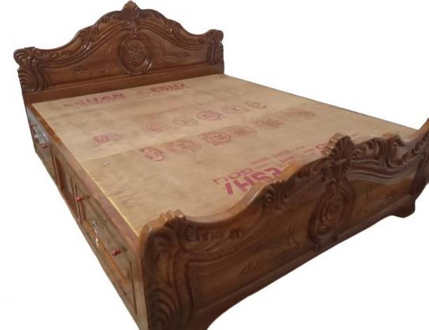 SreeGaneshWoodPark Solid Wood Double Box Bed