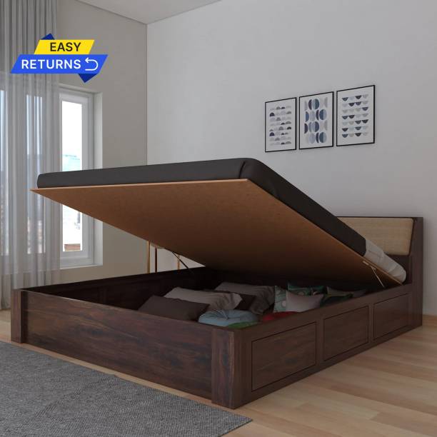 Ganpati Arts Solid Sheesham Wood Mayor King Size Bed with Hydraulic and Headboard Storage Bed Solid Wood King Hydraulic Bed