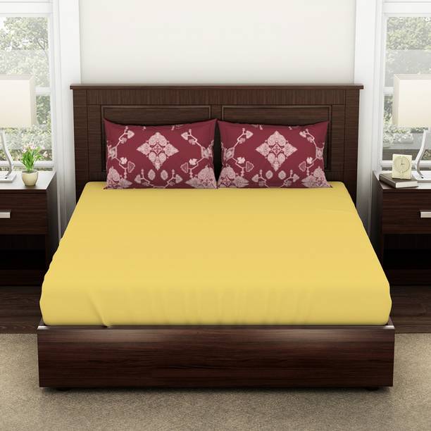 SPACES 144 TC Cotton Double Solid Flat Bedsheet
